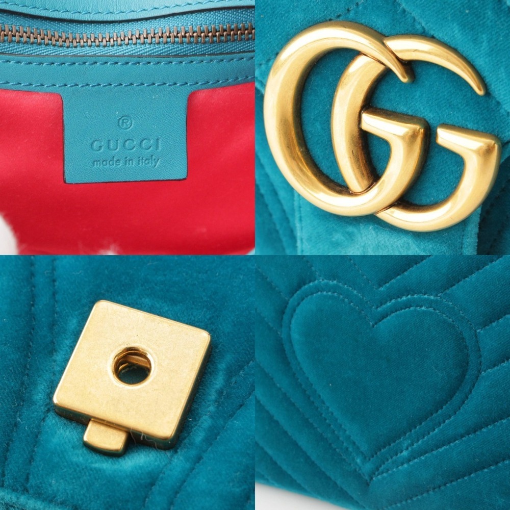 Gucci GG Marmont Velvet Chain Shoulder Bag Green - Picture 7 of 10